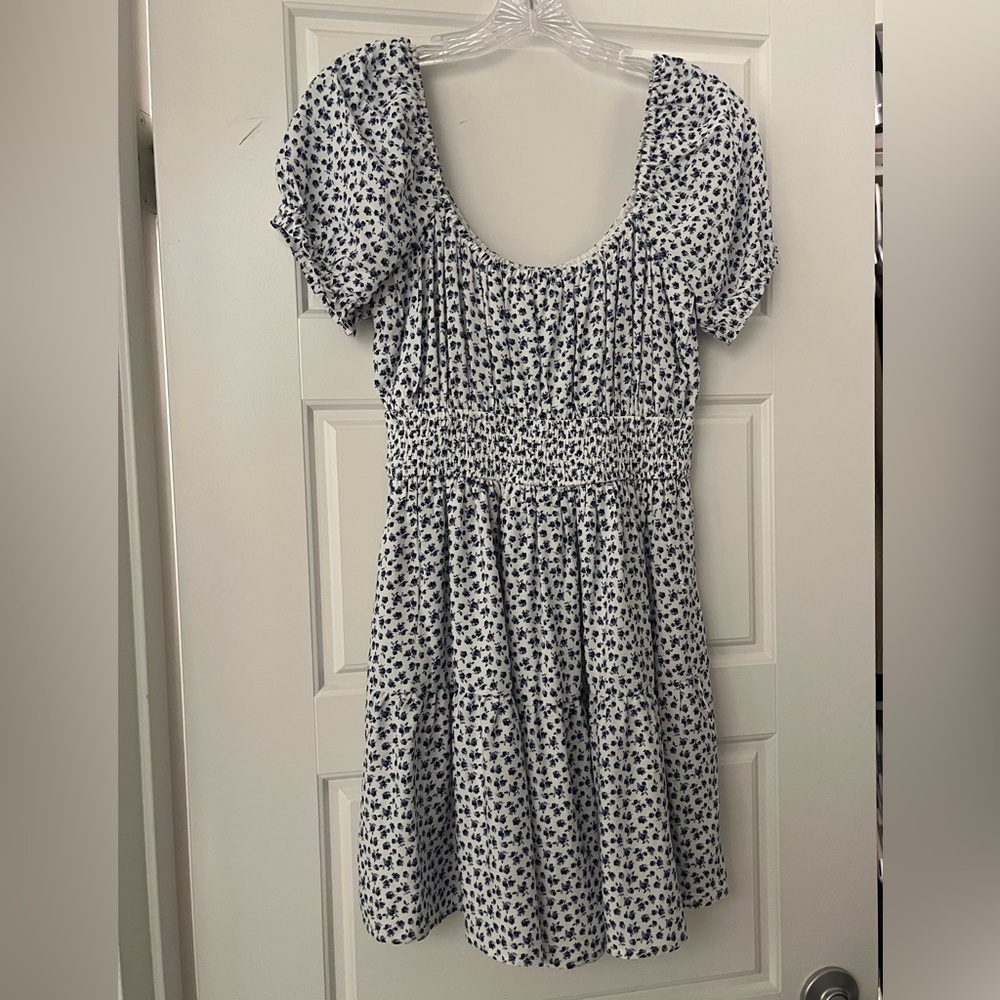 Hollister floral white and blue romper